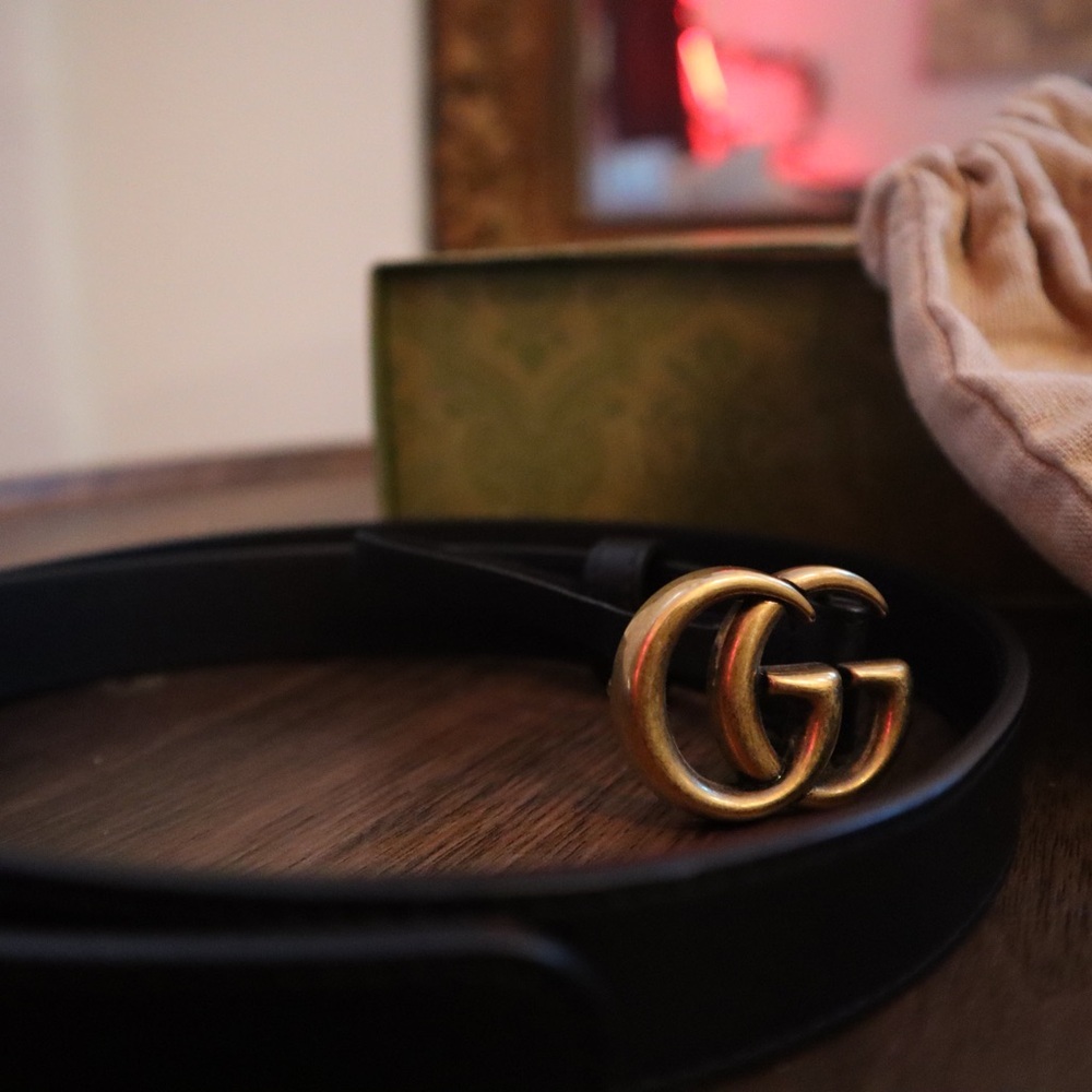 Gucci Black Belt with Gold Buckle